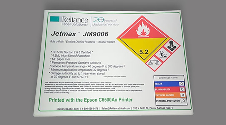 Reliance ChemEdge Drum Label Test | Armis Labels
